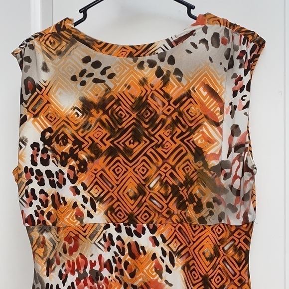 Renuar sleeveless lined orange animal print abstract dress size large - Picture 8 of 9